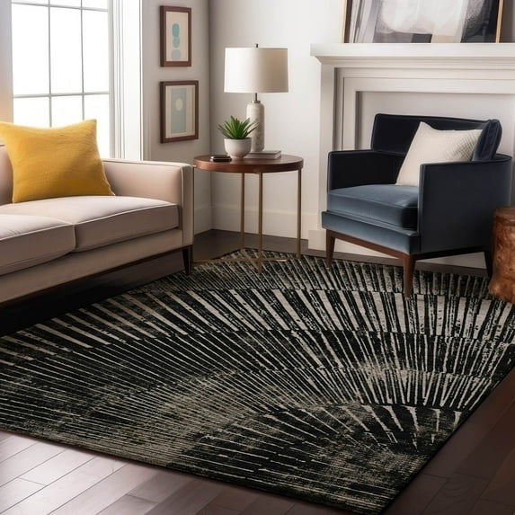 Addison Rugs Mayfield Washable Transitional Organic Black Rectangle Rug, 8' x 10'