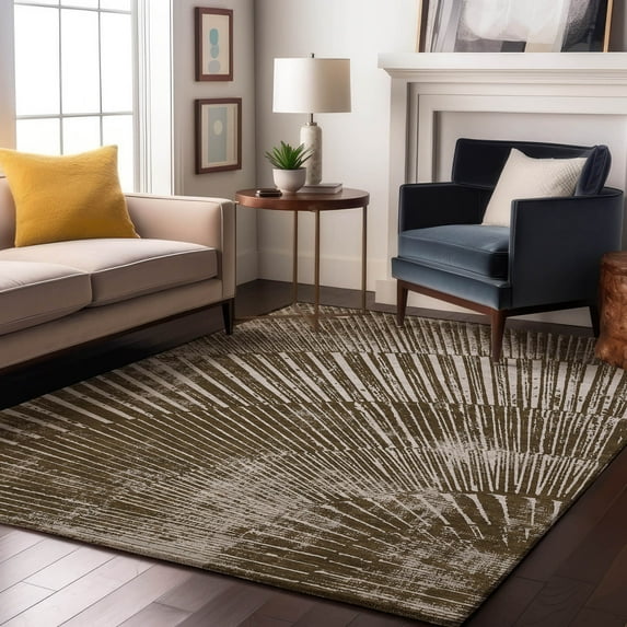 Addison Rugs Mayfield Washable Transitional Organic Chocolate Rectangle Rug, 8' x 10'