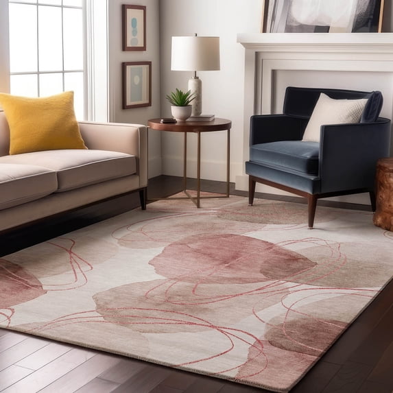 Addison Rugs Mayfield Washable Contemporary Organic Merlot Rectangle Rug, 8' x 10'