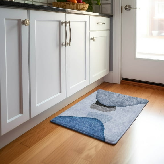 Addison Rugs Mayfield Washable Transitional Organic Blue Rectangle Rug, 1'8" x 2'6"