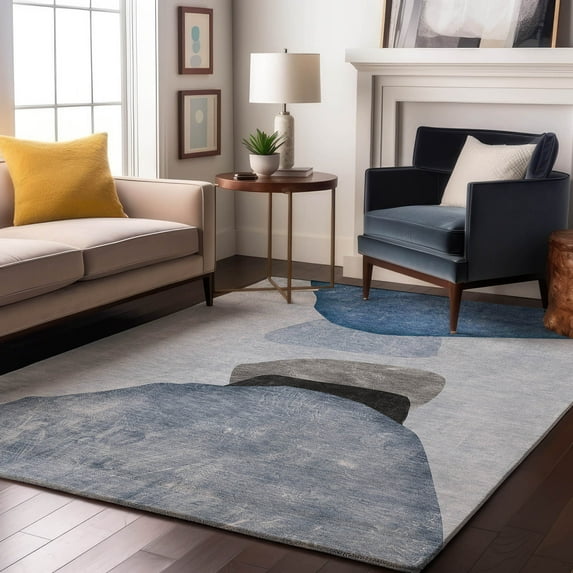 Addison Rugs Mayfield Washable Transitional Organic Blue Rectangle Rug, 9' x 12'