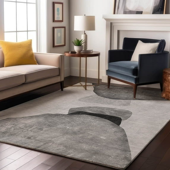 Addison Rugs Mayfield Washable Transitional Organic Gray Rectangle Rug, 10' x 14'