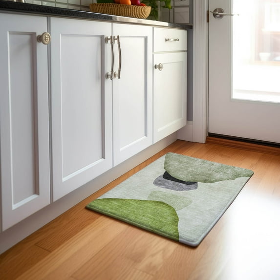 Addison Rugs Mayfield Washable Transitional Organic Green Rectangle Rug, 1'8" x 2'6"