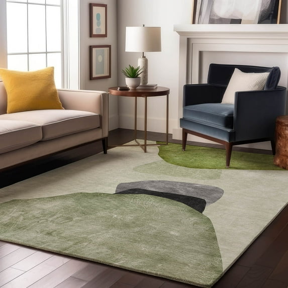 Addison Rugs Mayfield Washable Transitional Organic Green Rectangle Rug, 10' x 14'