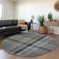 thumbnail image 1 of Addison Rugs Mayfield Washable Transitional Plaid Gray Round Rug, 8' x 8', 1 of 5