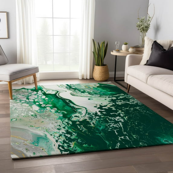 Addison Rugs Mayfield Washable Contemporary Abstract Green Rectangle Rug, 8' x 10'