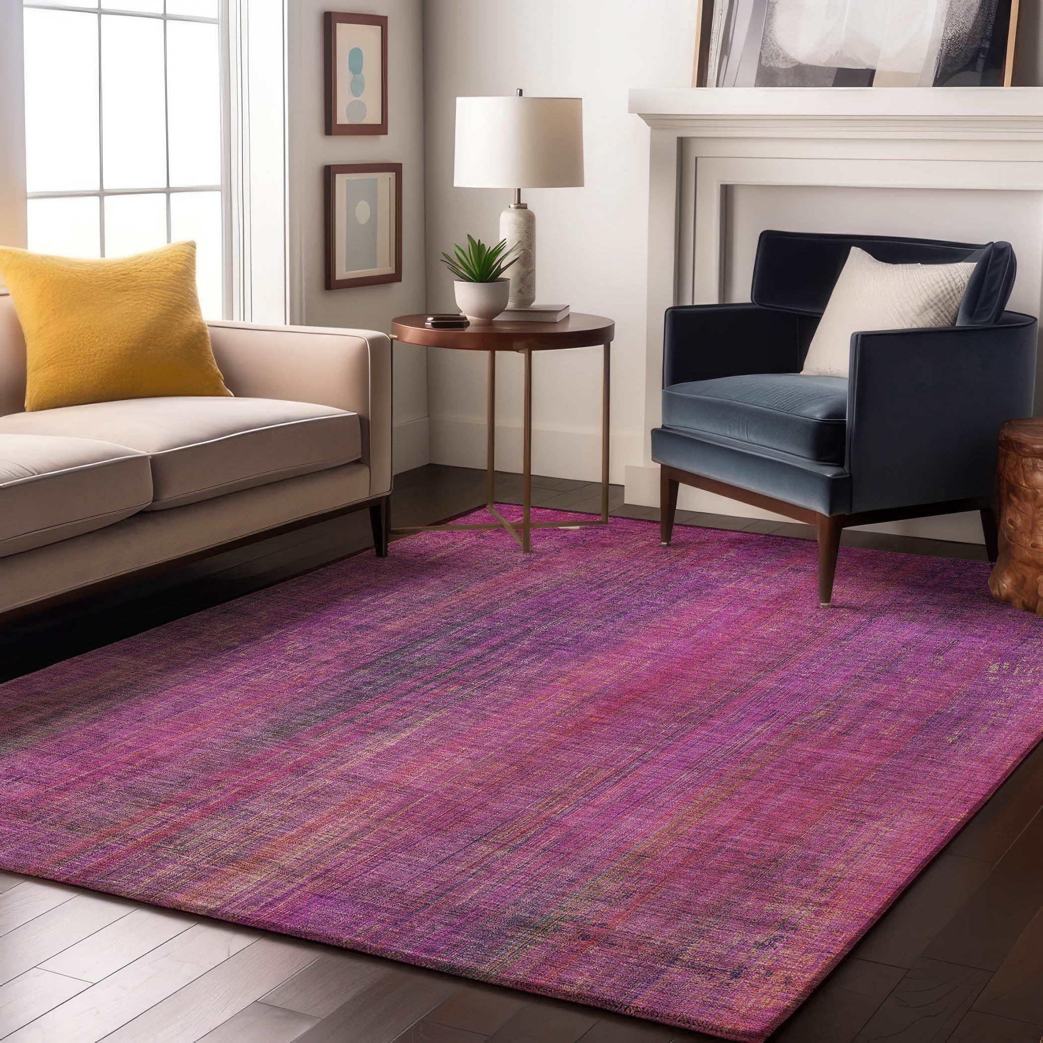 Addison Rugs Mayfield Washable Transitional Striped Lilac Rectangle Rug ...