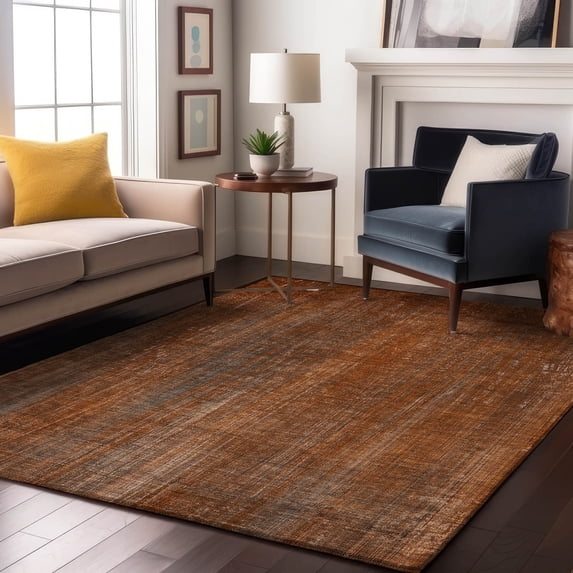 Addison Rugs Mayfield Washable Transitional Striped Paprika Rectangle Rug, 3' x 5'