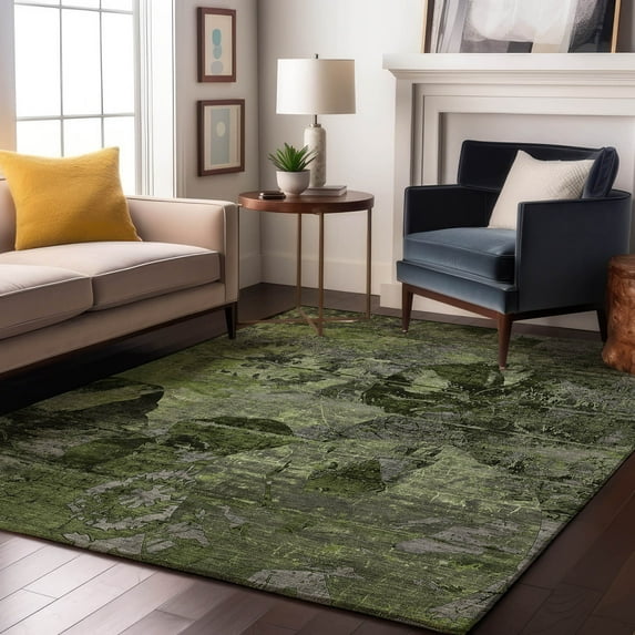 Addison Rugs Mayfield Washable Transitional Organic Green Rectangle Rug, 2'6" x 3'10"