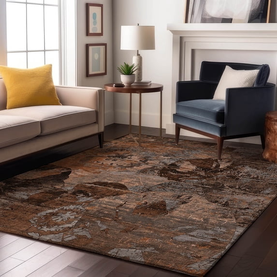 Addison Rugs Mayfield Washable Transitional Organic Terracotta Rectangle Rug, 5' x 7'6"