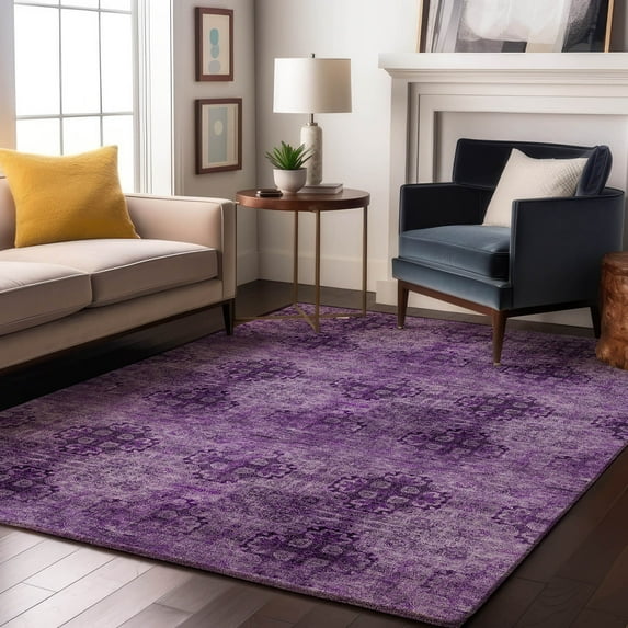 Addison Rugs Mayfield Washable Transitional Organic Eggplant Rectangle Rug, 5' x 7'6"
