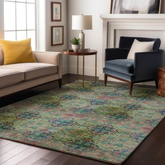 Addison Rugs Mayfield Washable Transitional Organic Green Rectangle Rug, 10' x 14'