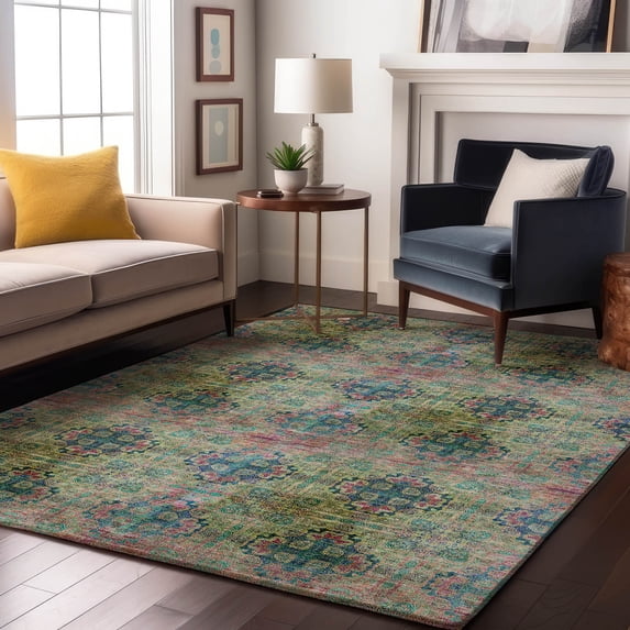 Addison Rugs Mayfield Washable Transitional Organic Green Rectangle Rug, 8' x 10'