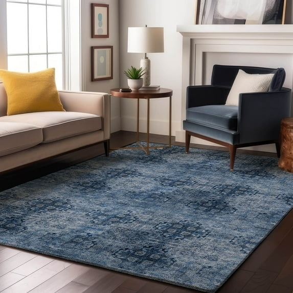 Addison Rugs Mayfield Washable Transitional Organic Navy Rectangle Rug, 9' x 12'