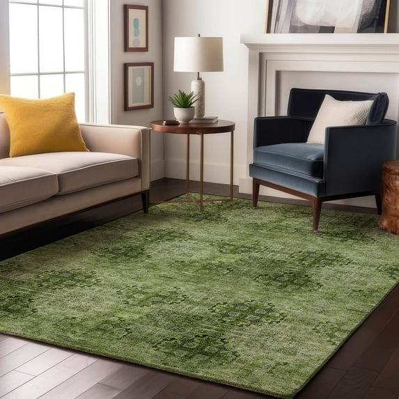Addison Rugs Mayfield Washable Transitional Organic Olive Rectangle Rug, 5' x 7'6"