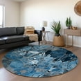 thumbnail image 1 of Addison Rugs Mayfield Washable Transitional Floral Blue Round Rug, 8' x 8', 1 of 5