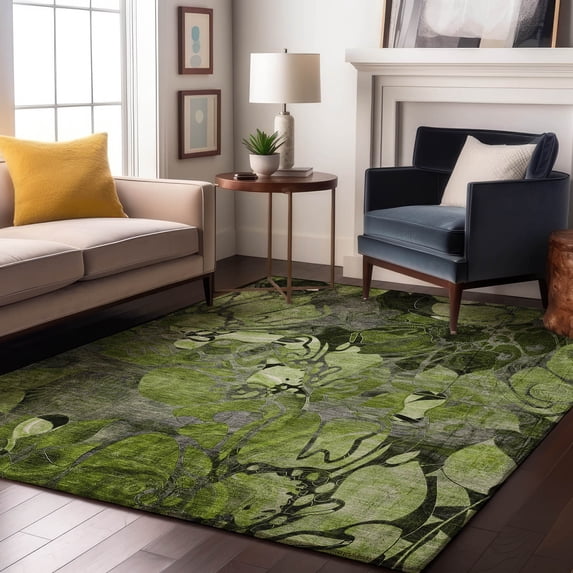Addison Rugs Mayfield Washable Transitional Floral Fern Rectangle Rug, 5' x 7'6"