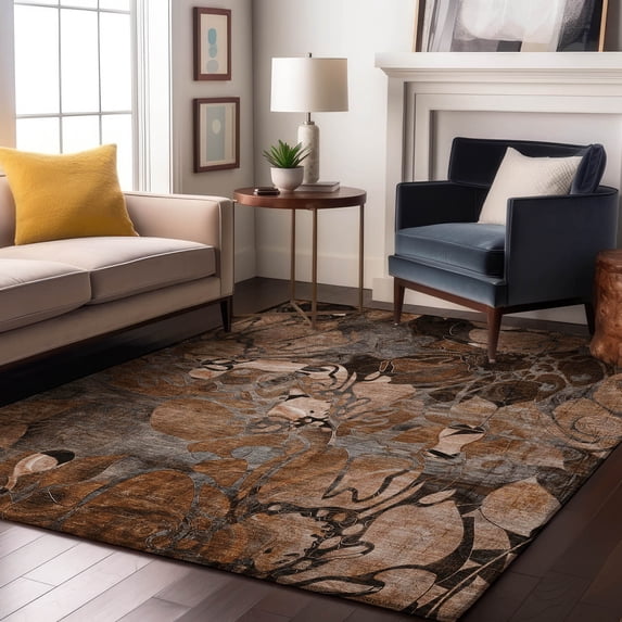 Addison Rugs Mayfield Washable Transitional Floral Paprika Rectangle Rug, 3' x 5'