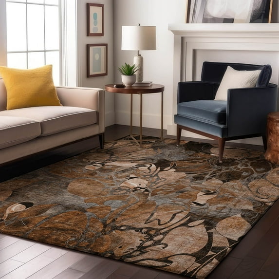 Addison Rugs Mayfield Washable Transitional Floral Paprika Rectangle Rug, 5' x 7'6"
