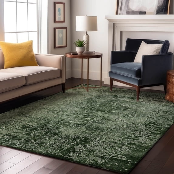 Addison Rugs Mayfield Washable Transitional Organic Emerald Rectangle Rug, 8' x 10'