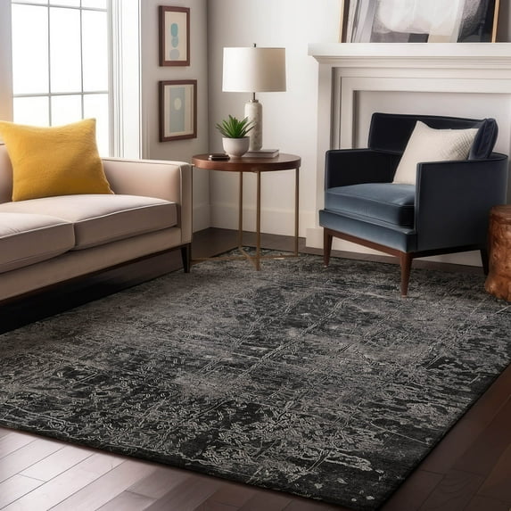 Addison Rugs Mayfield Washable Transitional Organic Gray Rectangle Rug, 5' x 7'6"