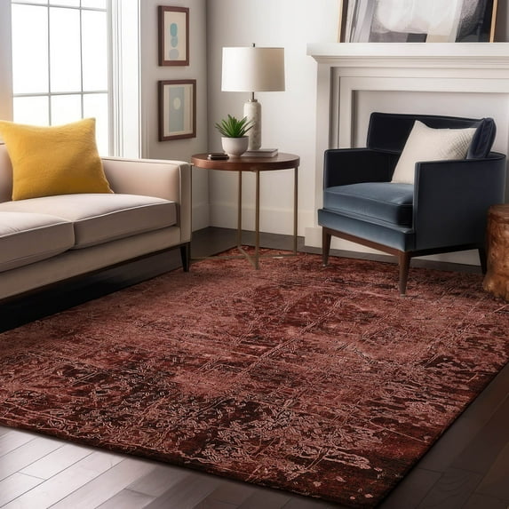 Addison Rugs Mayfield Washable Transitional Organic Merlot Rectangle Rug, 3' x 5'