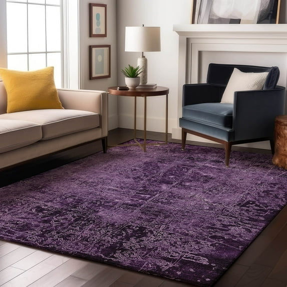 Addison Rugs Mayfield Washable Transitional Organic Purple Rectangle Rug, 10' x 14'