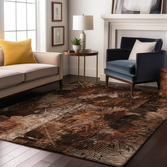 Addison Rugs Mayfield Washable Transitional Floral Paprika Rectangle Rug, 5' x 7'6"