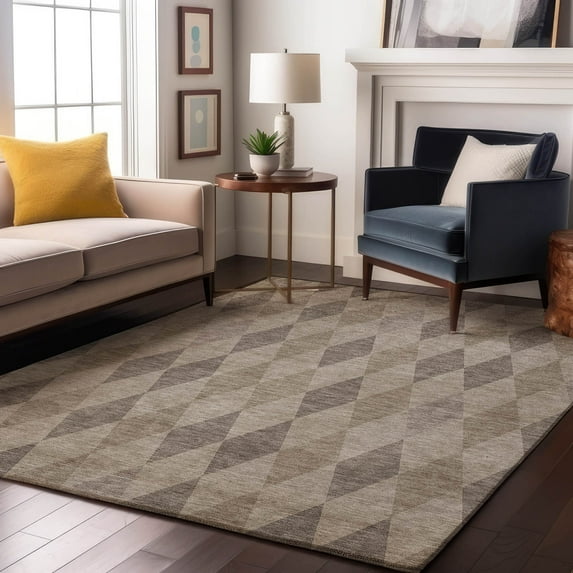 Addison Rugs Mayfield Washable Transitional Geometric Beige Rectangle Rug, 10' x 14'
