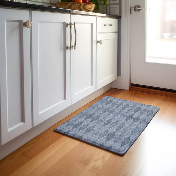 Addison Rugs Mayfield Washable Transitional Geometric Denim Rectangle Rug, 1'8" x 2'6"