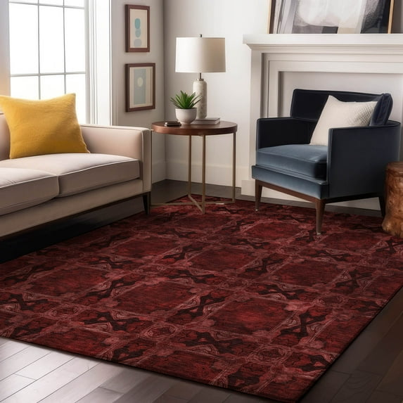 Addison Rugs Mayfield Washable Transitional Panel Burgundy Rectangle Rug, 8' x 10'