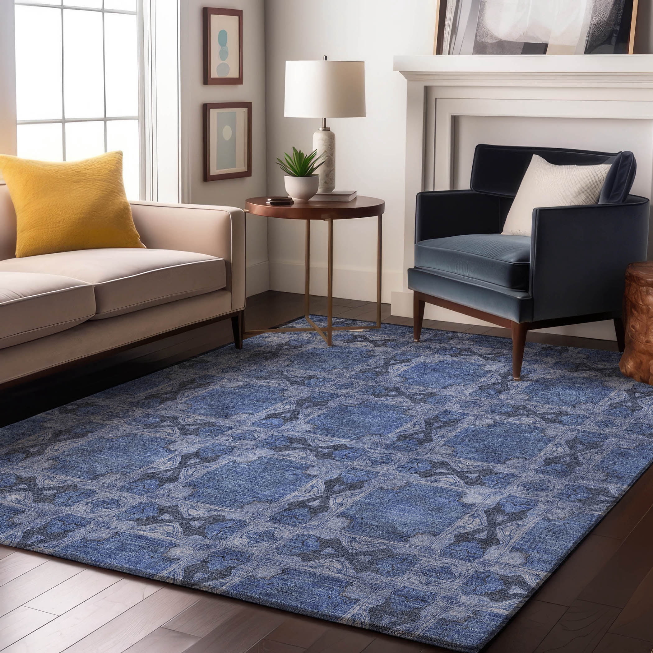 Colorful Denim Rug Addison Rugs Mayfield Washable Transitional Panel Denim Rectangle Rug ...