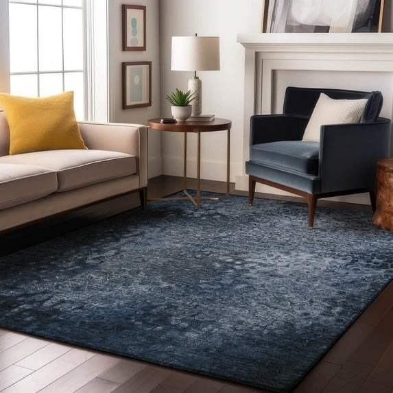Addison Rugs Mayfield Washable Transitional Casual Blue Rectangle Rug, 10' x 14'
