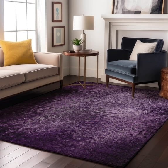 Addison Rugs Mayfield Washable Transitional Casual Purple Rectangle Rug, 5' x 7'6"