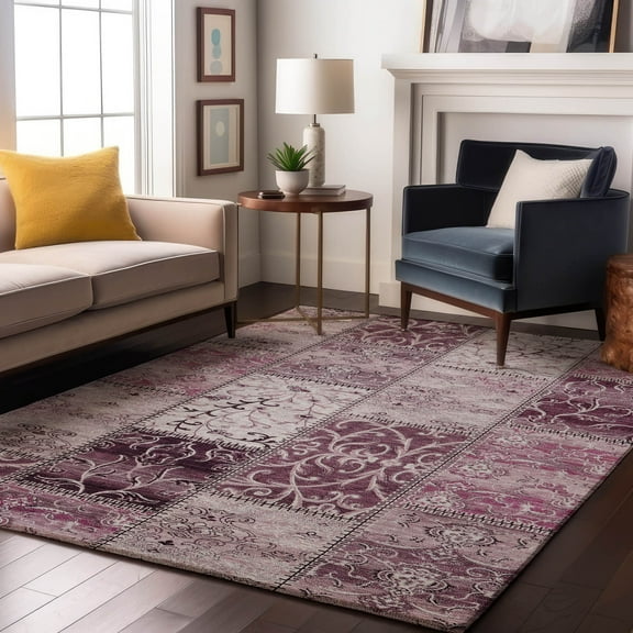 Addison Rugs Mayfield Washable Transitional Panel Burgundy Rectangle Rug, 9' x 12'