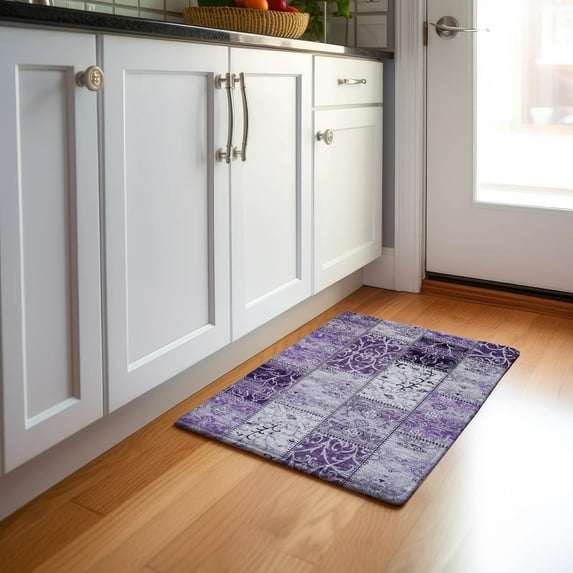 Addison Rugs Mayfield Washable Transitional Panel Purple Rectangle Rug, 1'8" x 2'6"