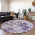 thumbnail image 1 of Addison Rugs Mayfield Washable Transitional Panel Purple Round Rug, 8' x 8', 1 of 5