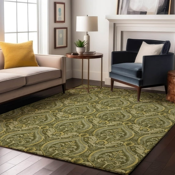 Addison Rugs Mayfield Washable Transitional Panel Green Rectangle Rug, 2'6" x 3'10"