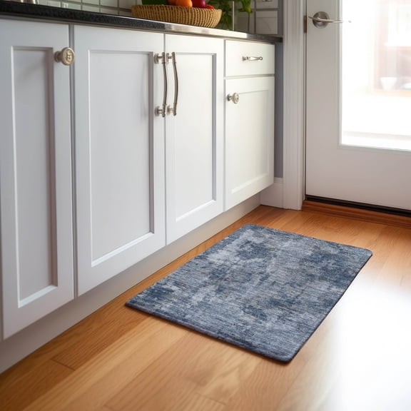 Addison Rugs Mayfield Washable Transitional Modern Blue Rectangle Rug, 1'8" x 2'6"