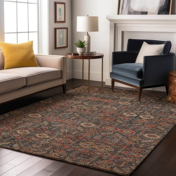 Addison Rugs Mayfield Washable Transitional Bohemian Red Rectangle Rug, 5' x 7'6"