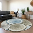 thumbnail image 1 of Addison Rugs Mayfield Washable Transitional Organic Blue Round Rug, 8' x 8', 1 of 5