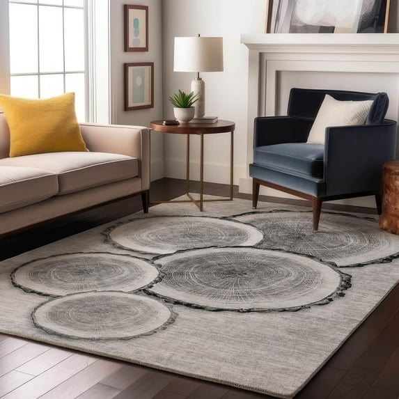 Addison Rugs Mayfield Washable Transitional Organic Gray Rectangle Rug, 8' x 10'