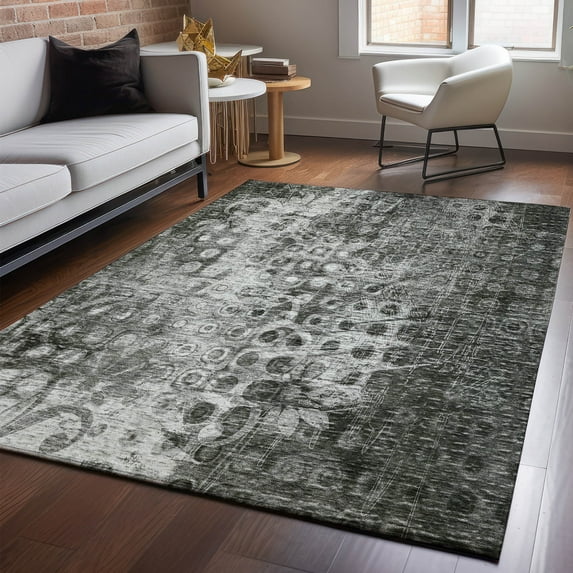 Addison Rugs Mayfield Washable Transitional Ikat Charcoal Rectangle Rug, 3' x 5'