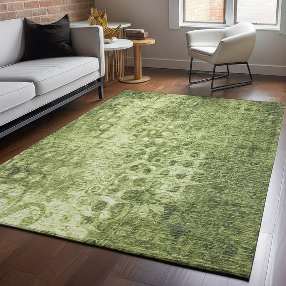 Addison Rugs Mayfield Washable Transitional Ikat Olive Rectangle Rug, 9' x 12'