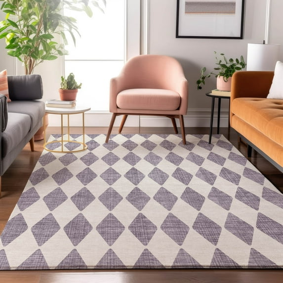 Addison Rugs Mayfield Washable Transitional Diamonds Purple Rectangle Rug, 2'6" x 3'10"