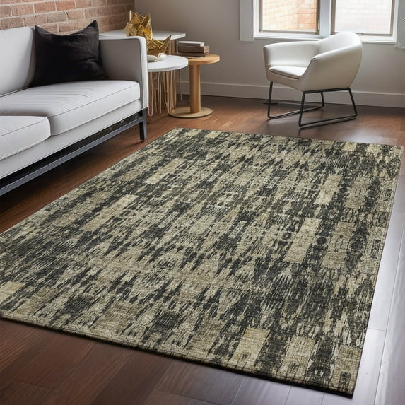 Addison Rugs Mayfield Washable Transitional Moroccan Black Rectangle Rug, 5' x 7'6"