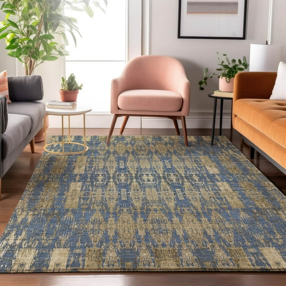 Addison Rugs Mayfield Washable Transitional Moroccan Blue Rectangle Rug, 8' x 10'