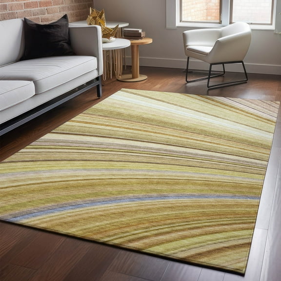 Addison Rugs Mayfield Washable Transitional Waves Beige Rectangle Rug, 10' x 14'