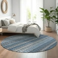 thumbnail image 1 of Addison Rugs Mayfield Washable Transitional Stripes Blue Round Rug, 8' x 8', 1 of 5