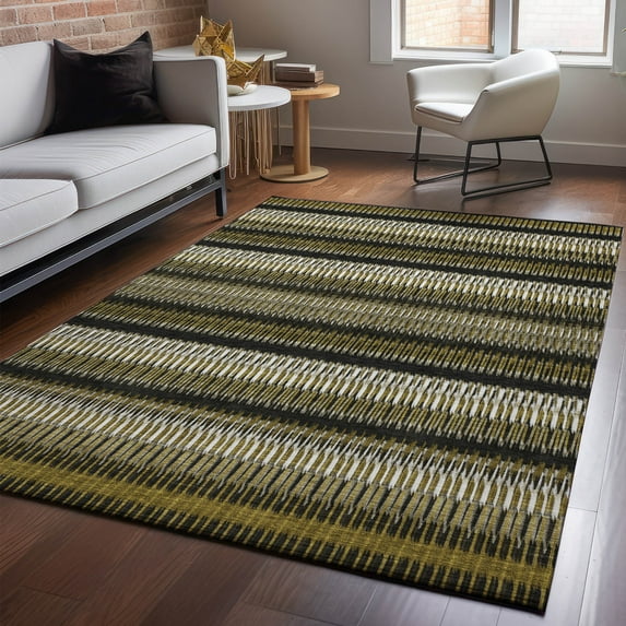 Addison Rugs Mayfield Washable Transitional Stripes Brown Rectangle Rug, 10' x 14'